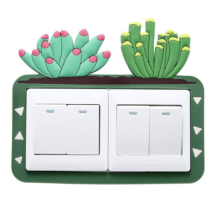 Duplo interruptor aberto adesivos luminoso tridimensional macio plástico pvc carnudo interruptor capa protetora adesivos de parede decorações: EE