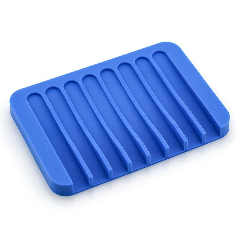 13 farver silikone fleksibel sæbeskål plade badeværelse sæbeholder sæbeboks: Blå
