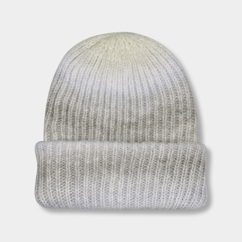 Beanie Hats for Women Winter Hat Tie Dye Gradient Color Keep Warm Outdoor Ladies Flexible Thick Winter Hat шапка мужская: grey