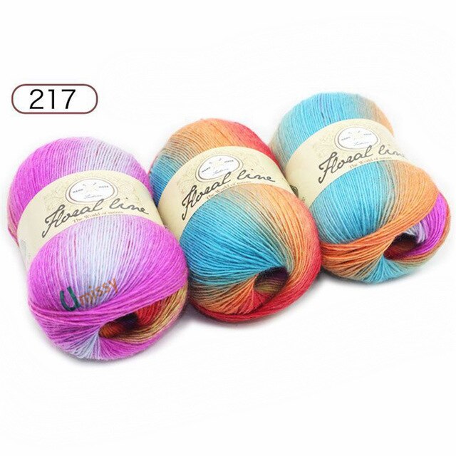 Yarn 5pcs X 100g Rainbow Line Fancy Melange Yarn 100% Cashmere Wool Yarn knitting 20 Colors: 5PCS      217