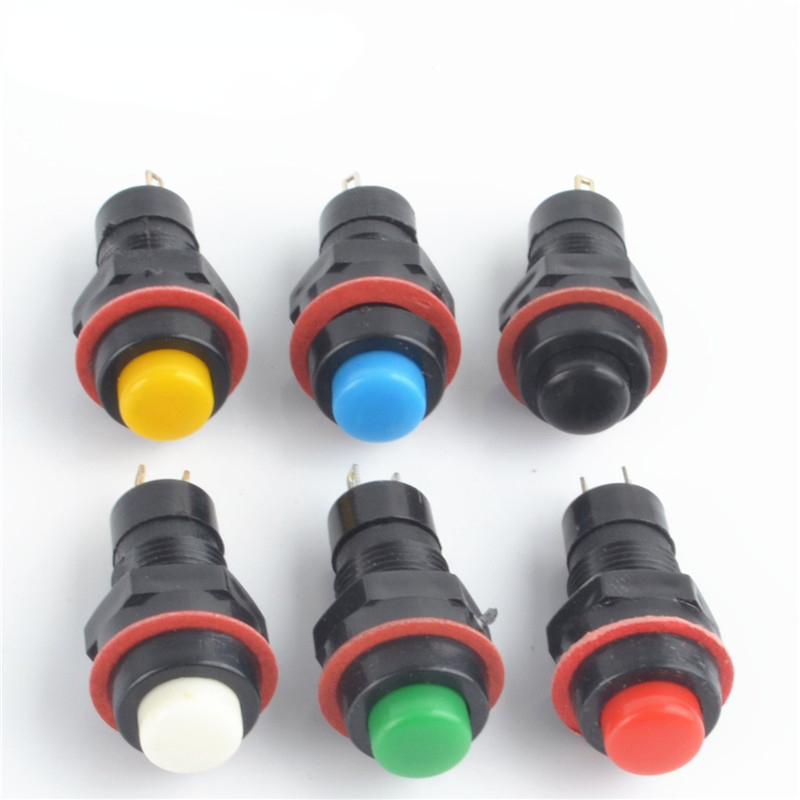 Spring return push button switch 10mm Normally Open no-fixed switch , momentary push button Latching Push Button 6pcs