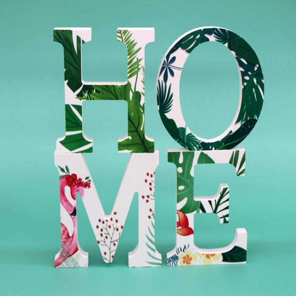 1Pc A to Z Summer White Tropical Plant Wooden Letter English Alphabet DIY wood Art Home Wedding Party Decoration