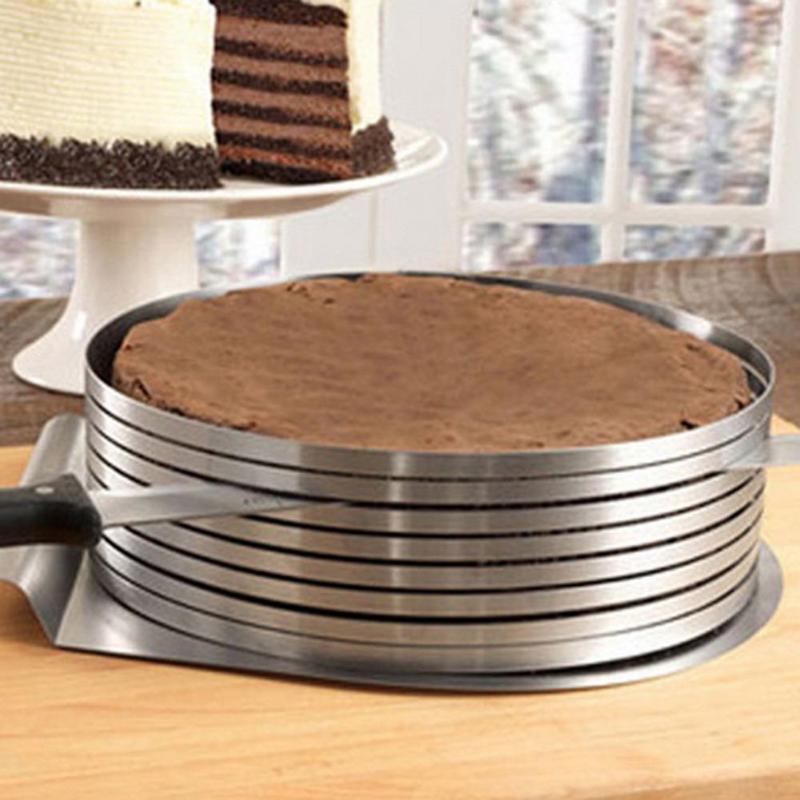 Verstelbare Cake Cutter Rvs Intrekbare Cirkelvormige Ring Cakevorm Gelaagde Ring Cake Bakken Tool Kit Set Mould Snijdende