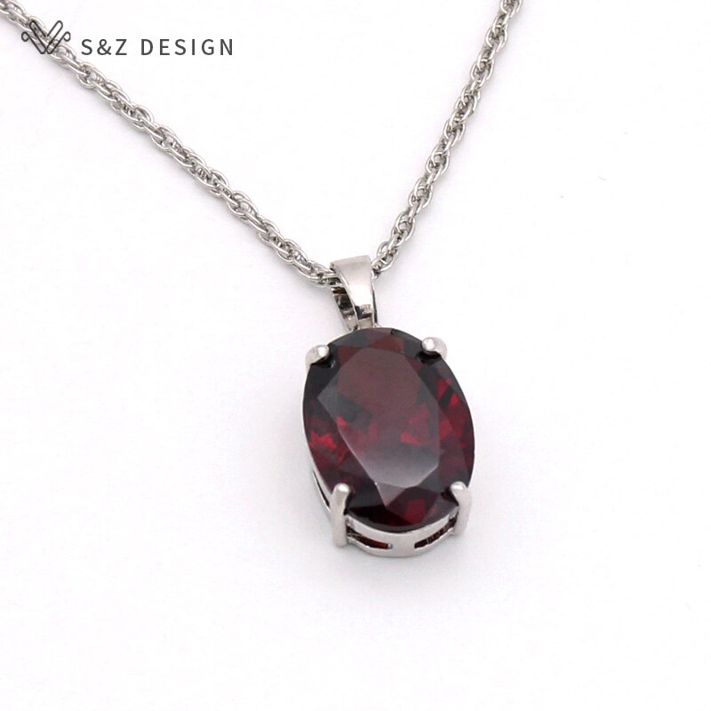 S&Z Oval Egg Shape Cubic Zirconia 585 Rose Gold White Gold Pendant Necklace For Women Wedding Party Jewelry: WGRD