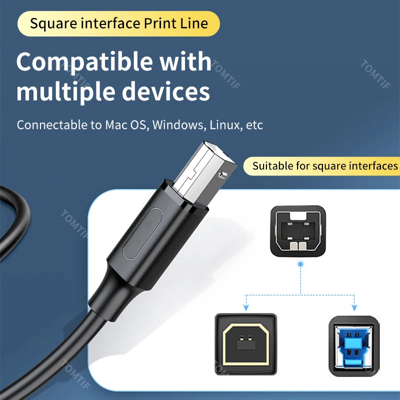 2.0 USB-printerkabel 10m 5m 3m 2m Type A naar B Mannelijke datakabel voor scanner Faxmachine Printers Koord voor Canon Epson Scanner HP
