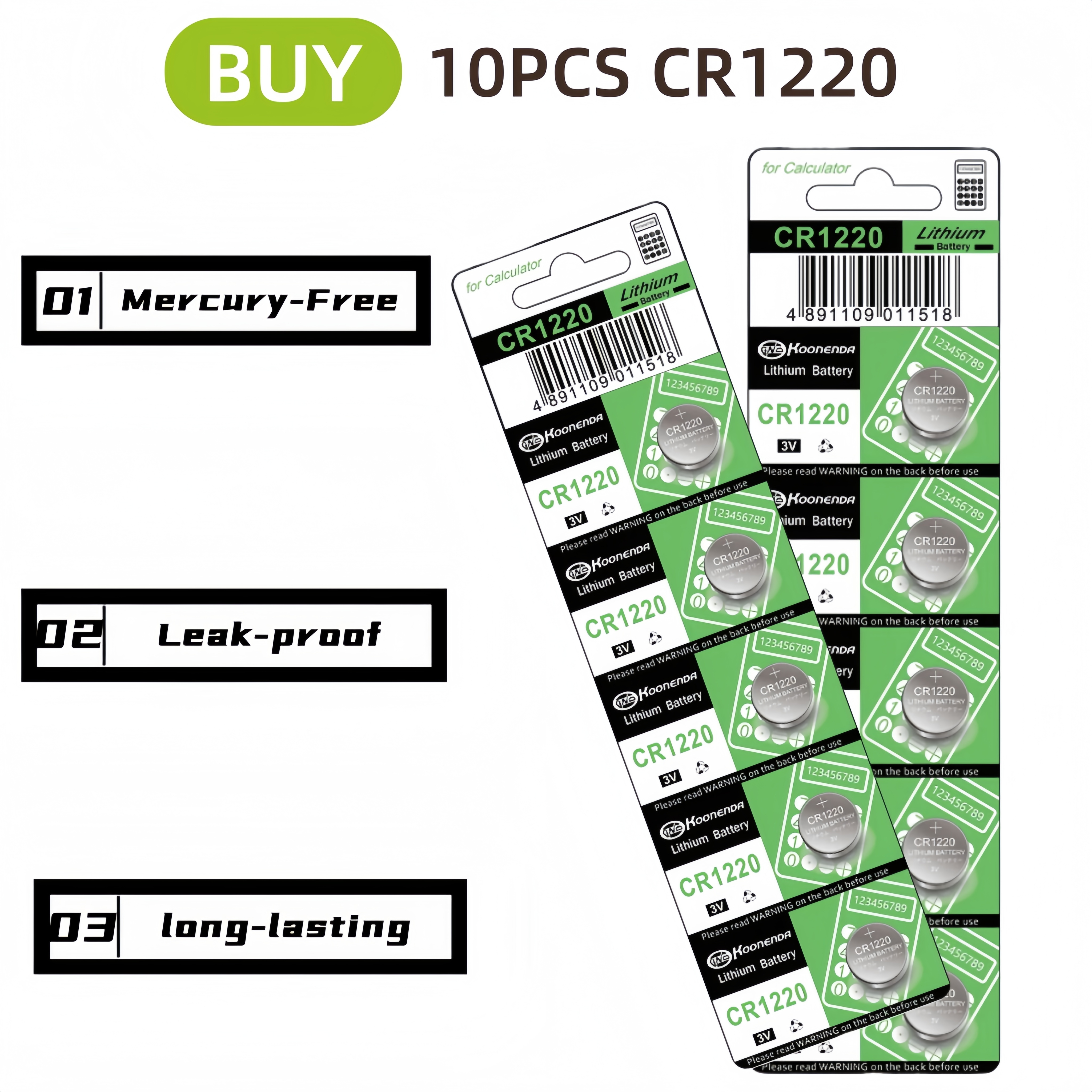 5-50 langlebige  cr1220 lm1220 br1220 lithium-batterien für uhrenfernbedienungen, tasten 3v taschenrechner 1220 led-beleuchtung und knöpfe (knopfzellen): Schwarz