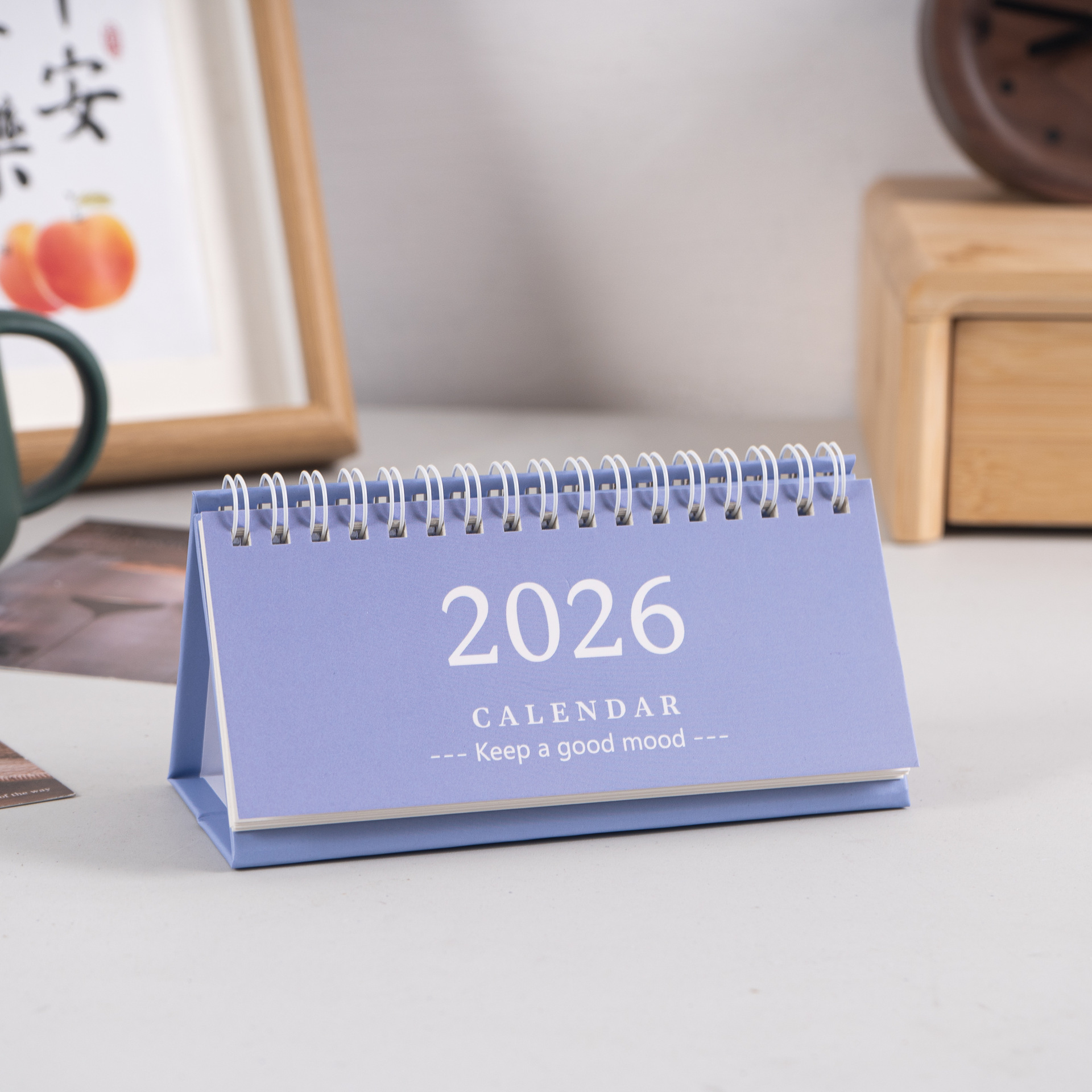 Enkel engelsk mini-skrivebordskalender til skrivebordsvisning, bærbar kalender til skrivebordsdekorasjon, håndlaget dagbok  .07.12: Marineblå
