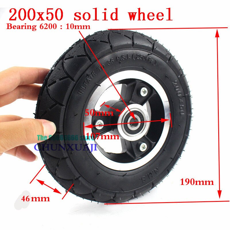 200x50 solid wheel for Electric Scooter 8'' Tyre With Wheel Hub 8 inch Scooter Tyre Aluminium Alloy Wheel Electric Vehicle