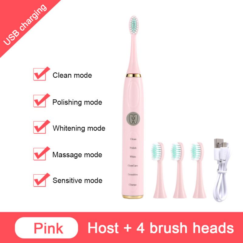 Ultrasonic Sonic Deep Cleaning Electric Toothbrush USB Rechargeable Adult Children Tooth Whitening Portable Tooth Brush Kit: 06