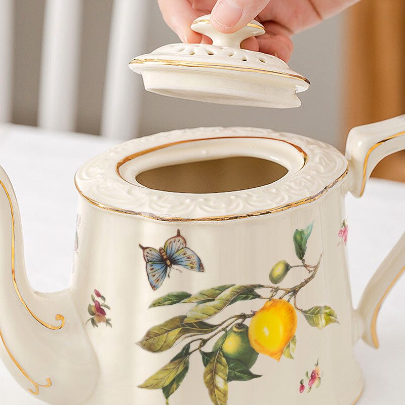 European Vintage Coffee Cup Saucer Set Ceramic Phnom Penh Teacup Teapot Home Kitchen Supplies Party Tea Set Housewarming