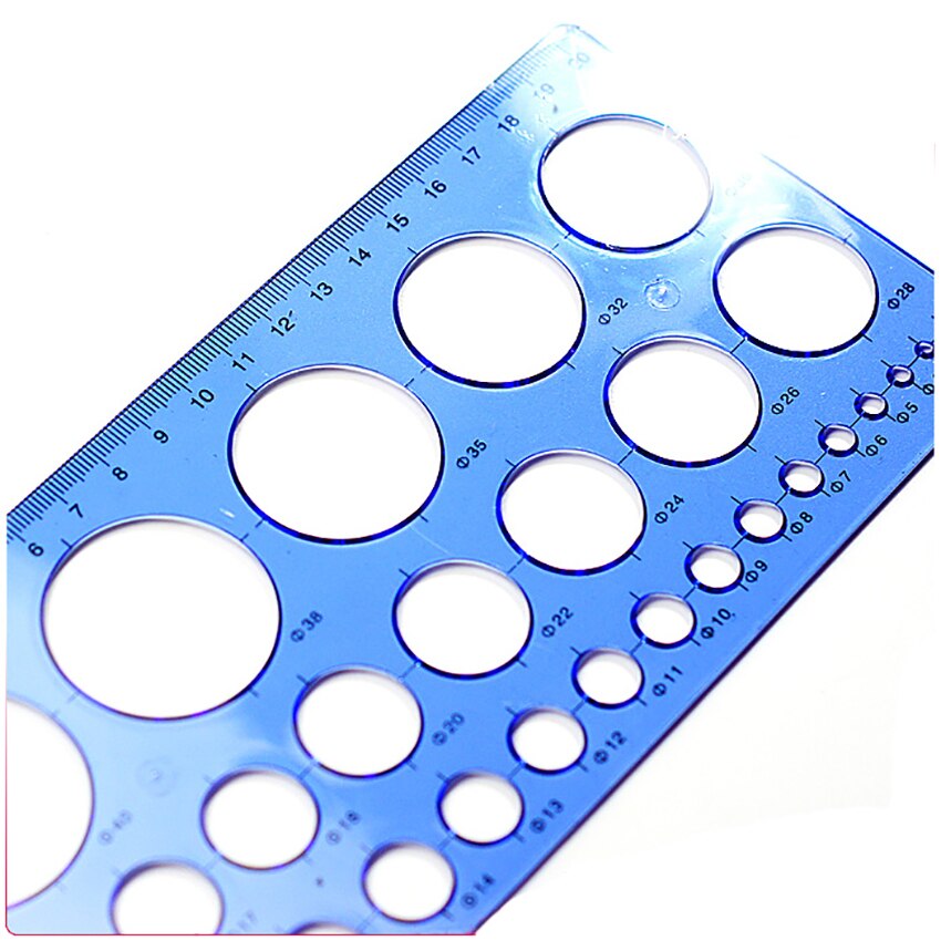 Plastic Circle Template Measuring Templates Ruler Circle Drawing Geometric Ruler Template for Office and Students School 22x11CM