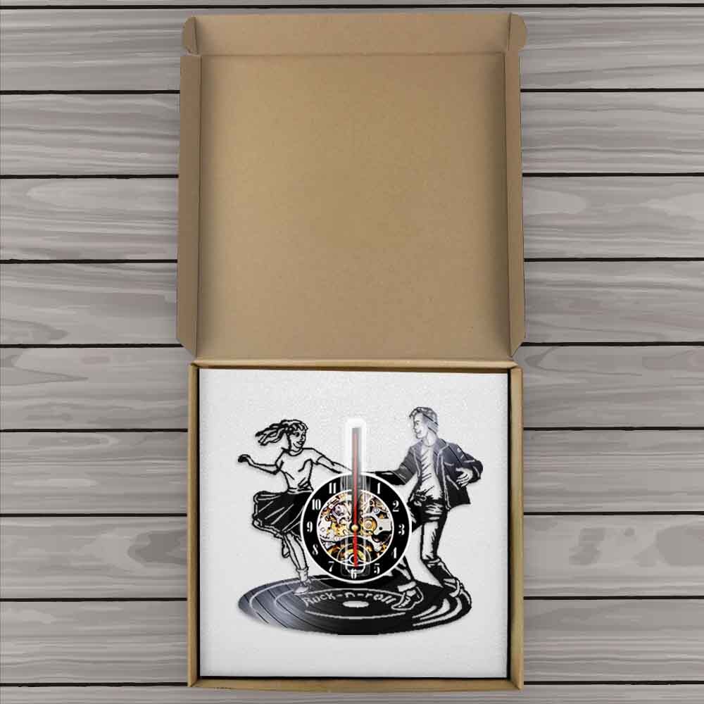 Disko Tänzer Wanduhr Felsen n rollen Tanzen Zeit Jahrgang Schallplatte Wanduhr Persönlichkeit Zauberstab Kunst Dekor Nacht Verein Kneipe