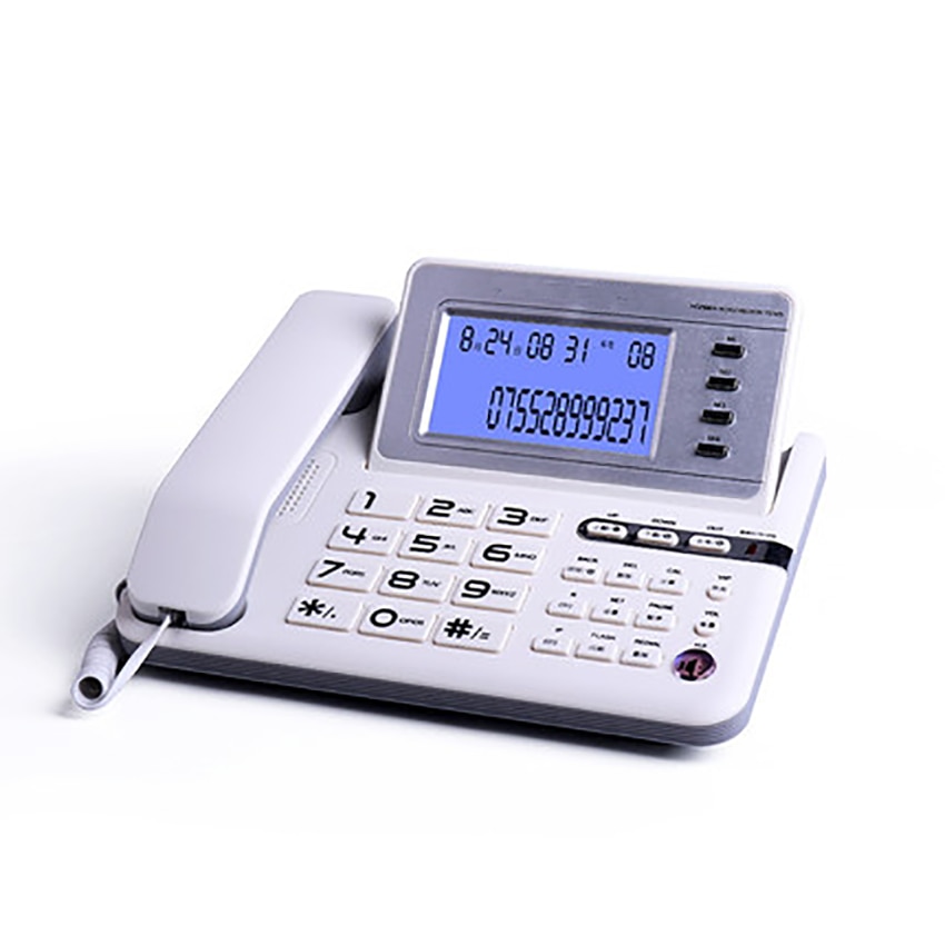 Blue Backlit Corded Phone Landline with Caller ID, R Key Transfer, Do Not Disturb, Alarms Setting, Dual Systems, for Home Office