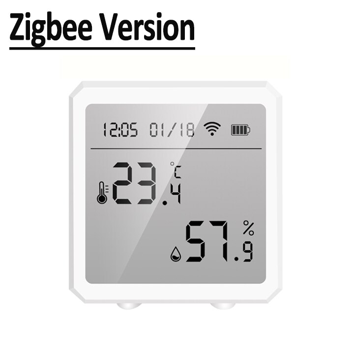 Tuya wifi zigbee temperatur fuktighetssensor innendørs hygrometer termometer &amp; lcd-skjerm-appkontroll smarthjem til alexa google: Zigbee - hvit / 3 stk