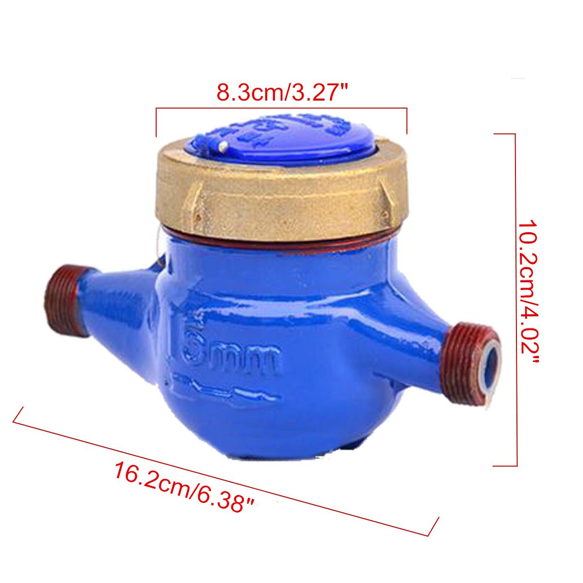 15mm Water Meter Heavy Duty Brass Flow Measure Tap Cold Water Meter Home Garden Wet Table Measuring Tools Water Measurement