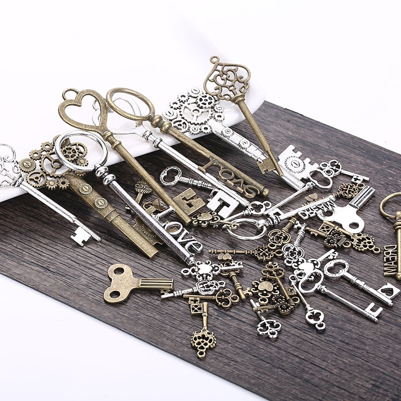 10 stks/partij Willekeurige Vintage Key Charms Fit Armband Ketting Bevindingen Antiek Brons Kleur Metal Charms Hangers Sieraden Benodigdheden