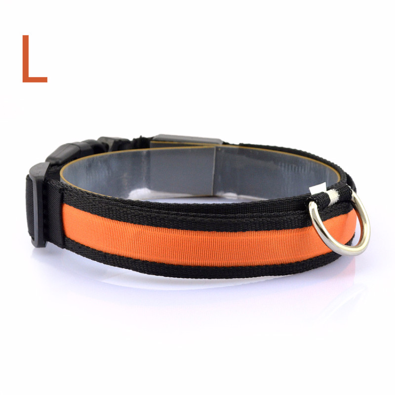 LED Flashlight Dog Cat Collar Glowing Collar Lamp Night Safety Pet Leads Necklace Luminous Bright Decoration Collars For Dogs: Orange L