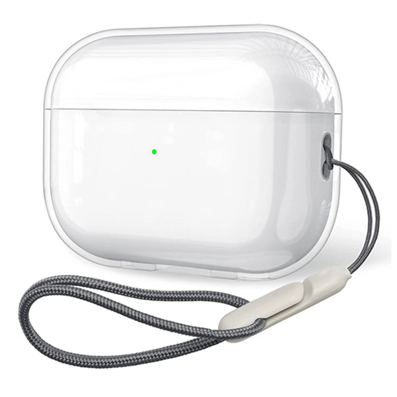 Transparante beschermhoes voor Airpods Pro 2e generatie Zacht TPU Schokbestendig Ontworpen hoesje voor Air Pods Pro 2-hoes met riem
