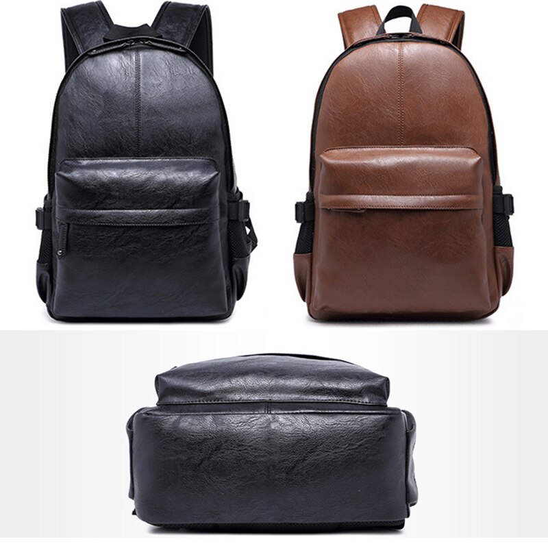 Men's Backpack Leather laptop School bag pack Backpack schoolbag Waterproof Travel Bag Casual Leather Book bag for Male