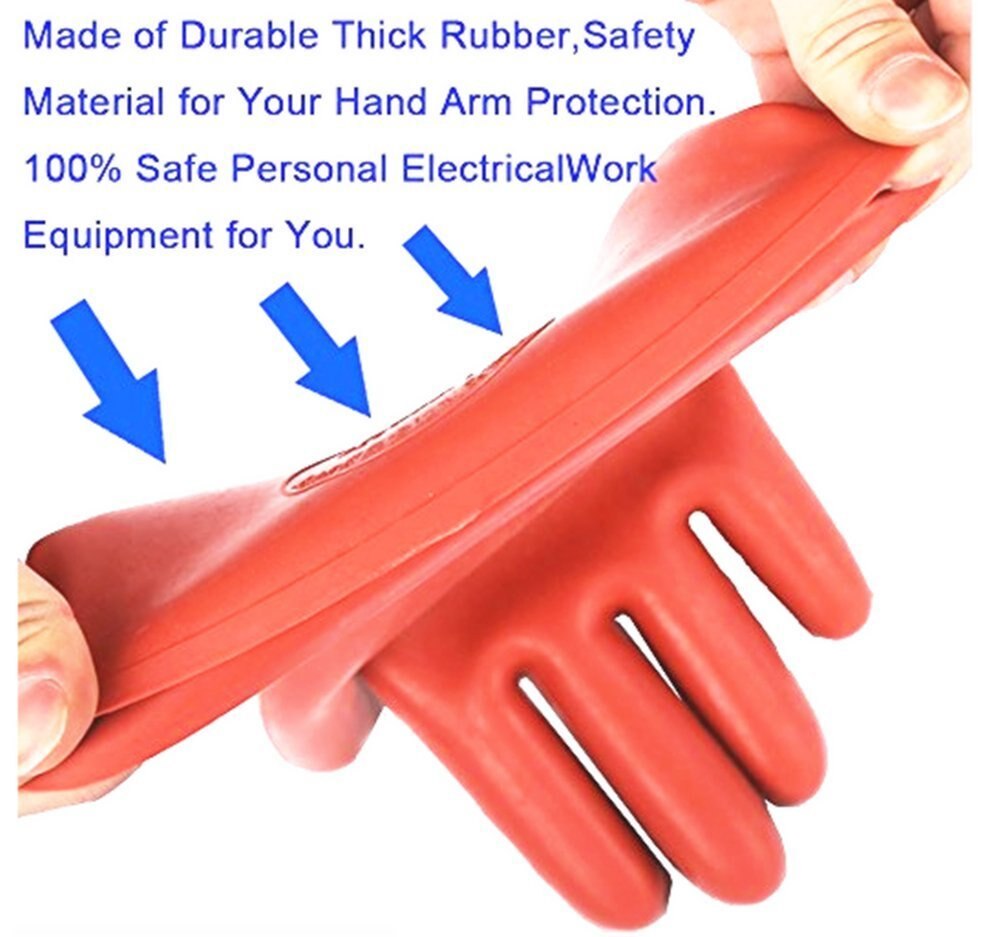 1 Pair Anti-electricity Protect 12kv High Voltage Electrical Insulating Gloves Rubber Electrician Safety Glove 40cm