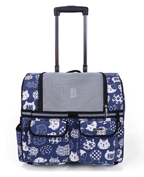 Pet Rolling Carrier Dog Backpack with Wheels Cats Puppies Travel Bag with Wheels Dog Trolley Case Multi-purpose Backpack: Cat
