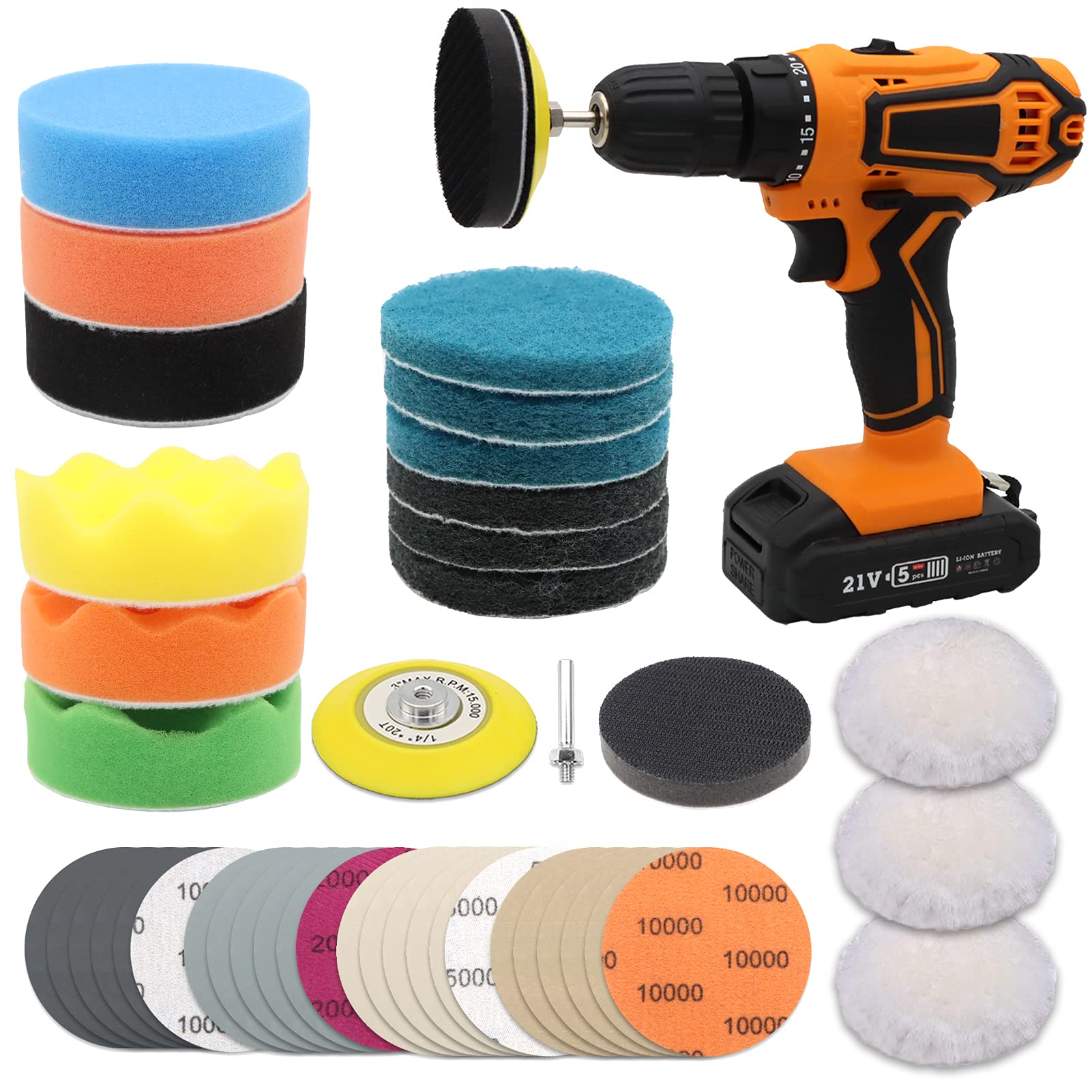 Kit de restauration des phares de voiture Disque de polissage de 3 pouces avec éponge de polissage de voiture Tampon d'interface doux