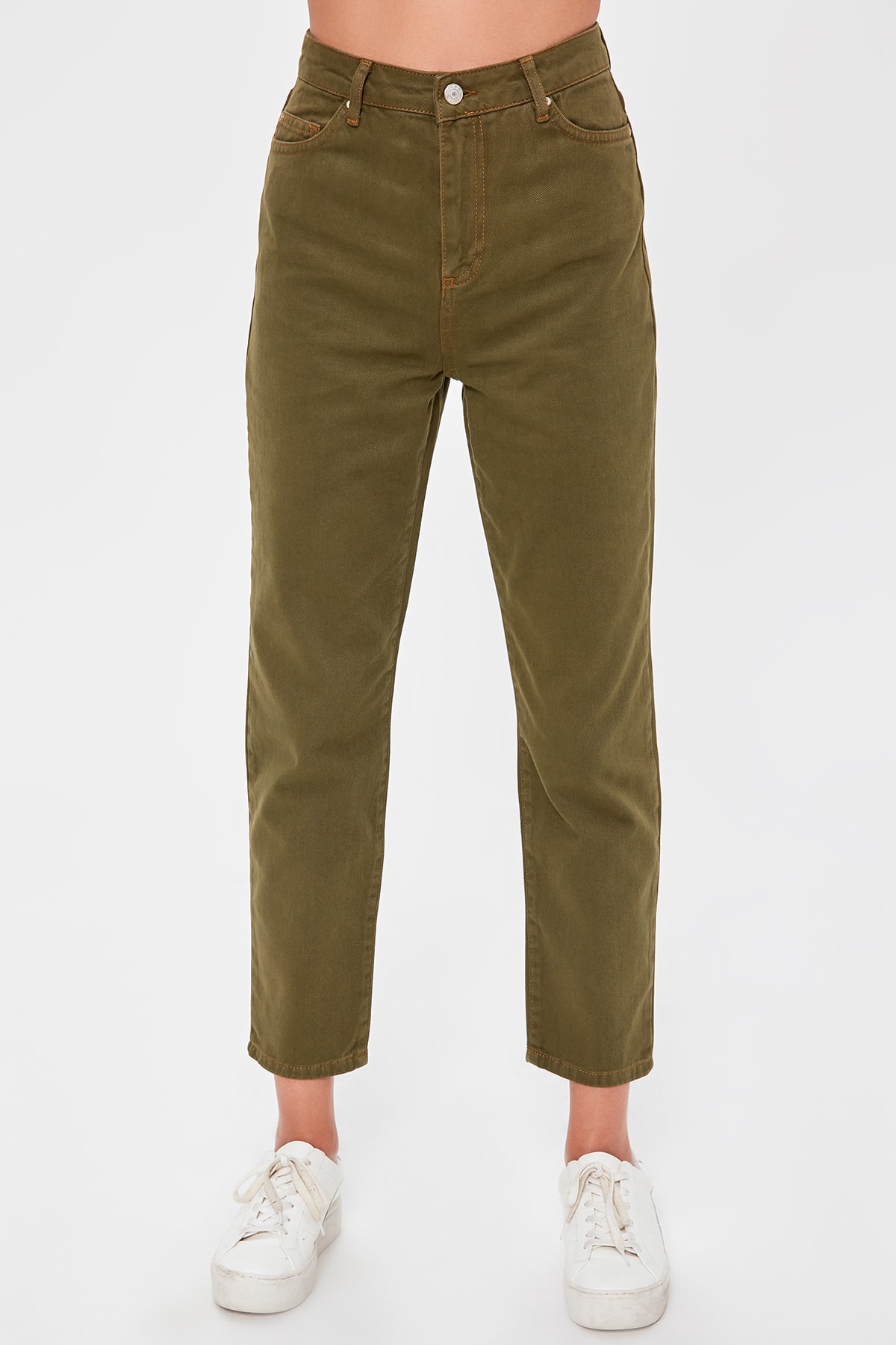 Trendyol Khaki High Waist Mom Jeans TWOAW20JE0187