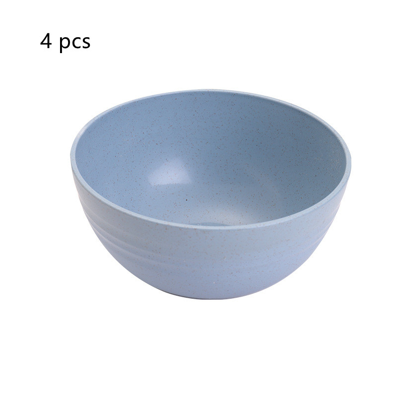 4 stücke freundlicher Schüssel Geschirr Platten für Lebensmittel Gerichte für Portion Suppe Geschirr Einzigen Kunststoff Nicht Zerbrechlich essen Weizen Stroh schüssel: Blau / 15 cm