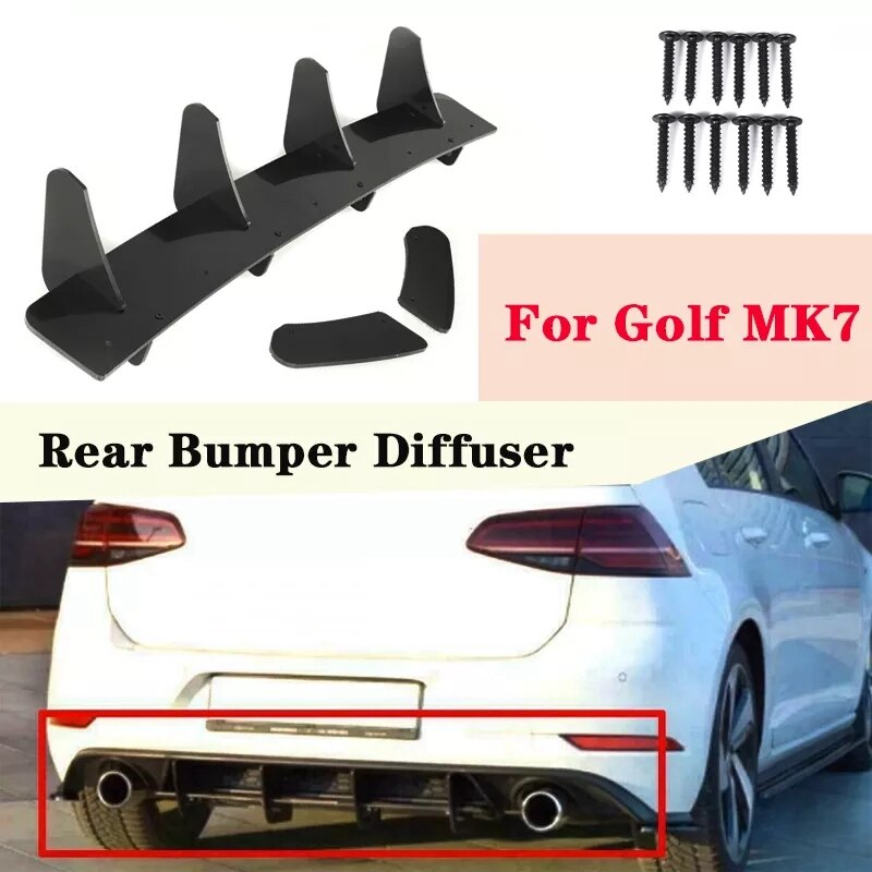 Difusor de labio de parachoques trasero de coche, divisor de alerón para Golf 7: Default Title