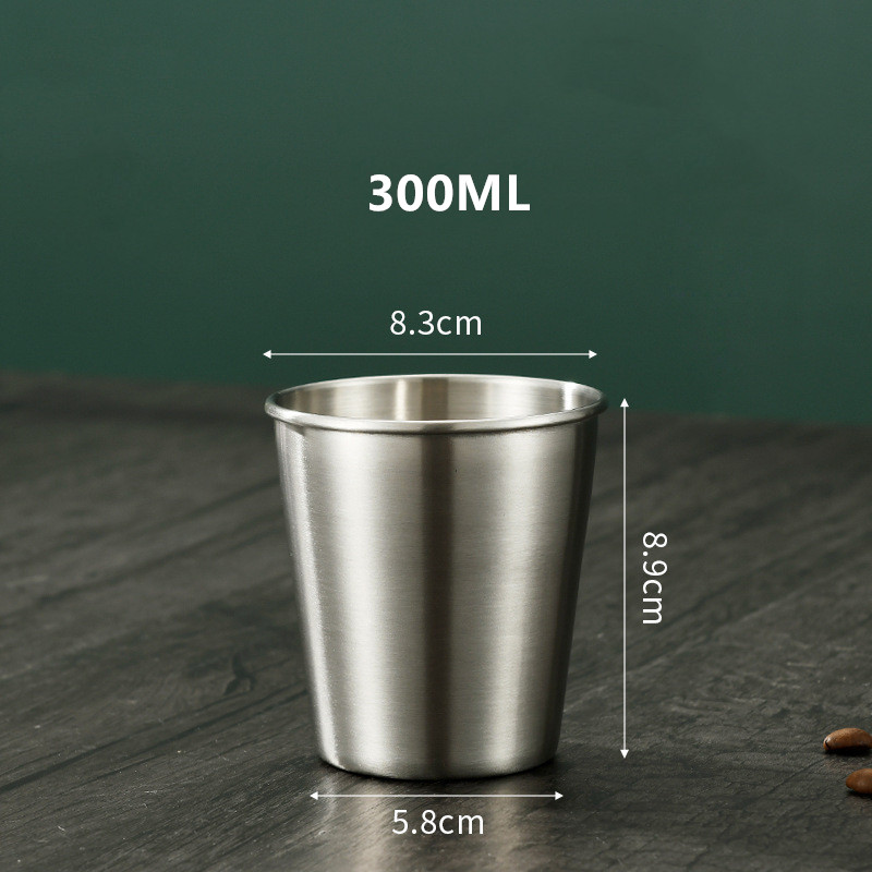 Gold Unbreakable Metal Drinking Beer Coffee Tea Cup Insulation Anti-Scalding Stainless Steel Water Mug Cups: Silver 300ML
