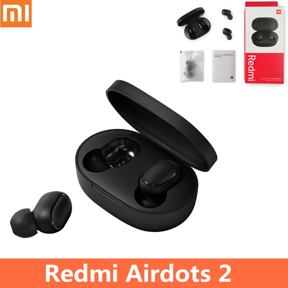 Xiaomi redmi airdots 2 tws bluetooth 5.0 øretelefoner støjreduktion øretelefon stereo bas headset med mikrofon håndfri ørepropper