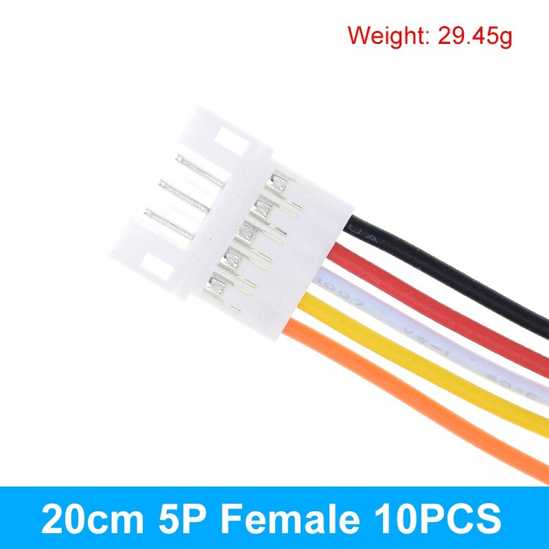 10PCS 5Pair Micro JST PH 2.0 2P 3P 4P 5P 6PIN Male Female Plug Connector With Wire Cables 20CM+20CM For Arduino MP3: 10PCS 20CM Female 5P