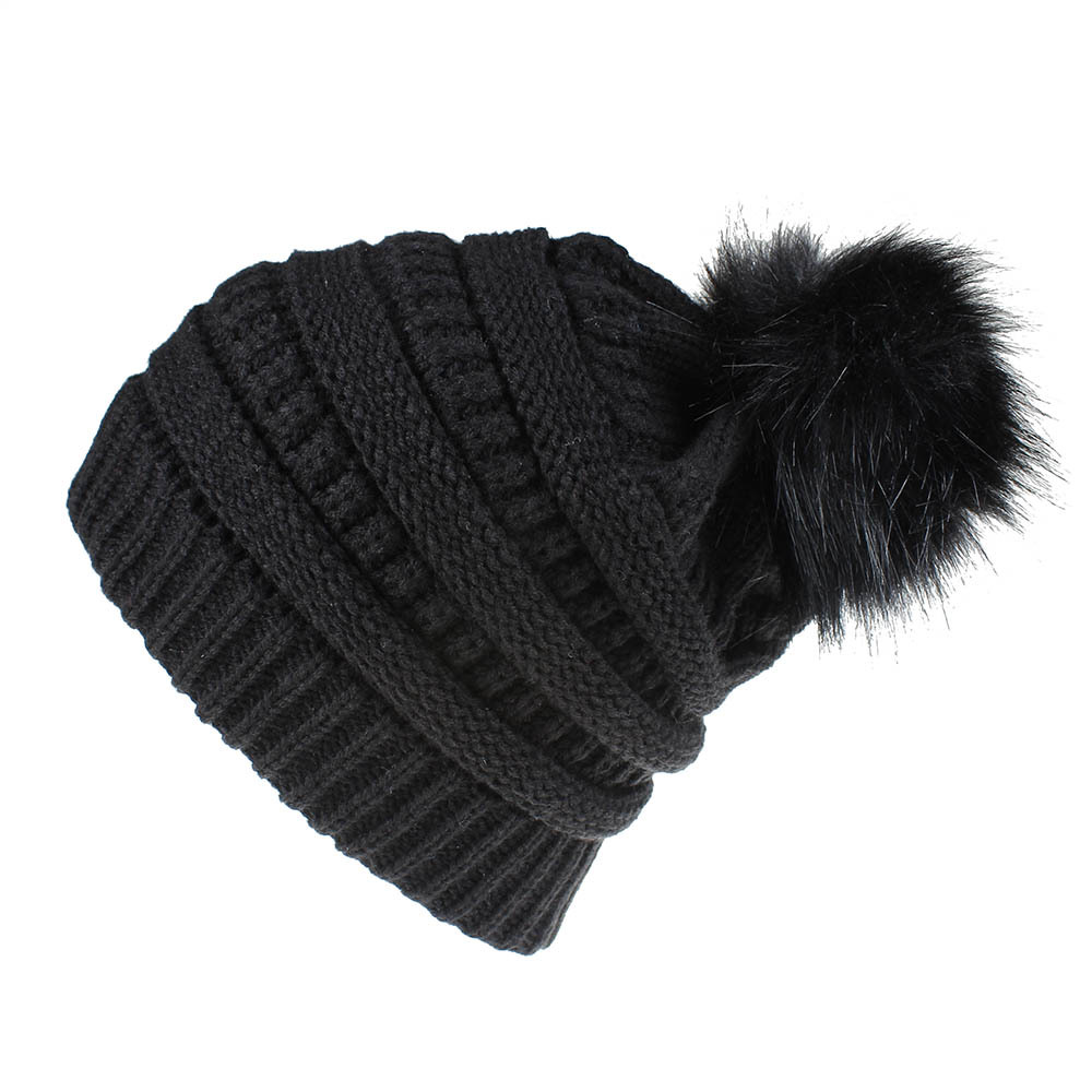 hats for women beanies Winter Wool Ball Hat Women's Knitting Hats Casual Caps Keep Warm Women Turbans