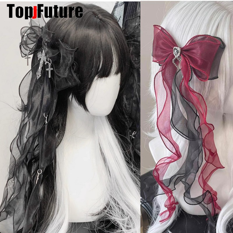 One Hair Clip Y2K girl Harajuku Gothic Lolita Subculture Accessories Lace Bow Ruffle Ribbon Hair clips pins Hairpin Barrettes