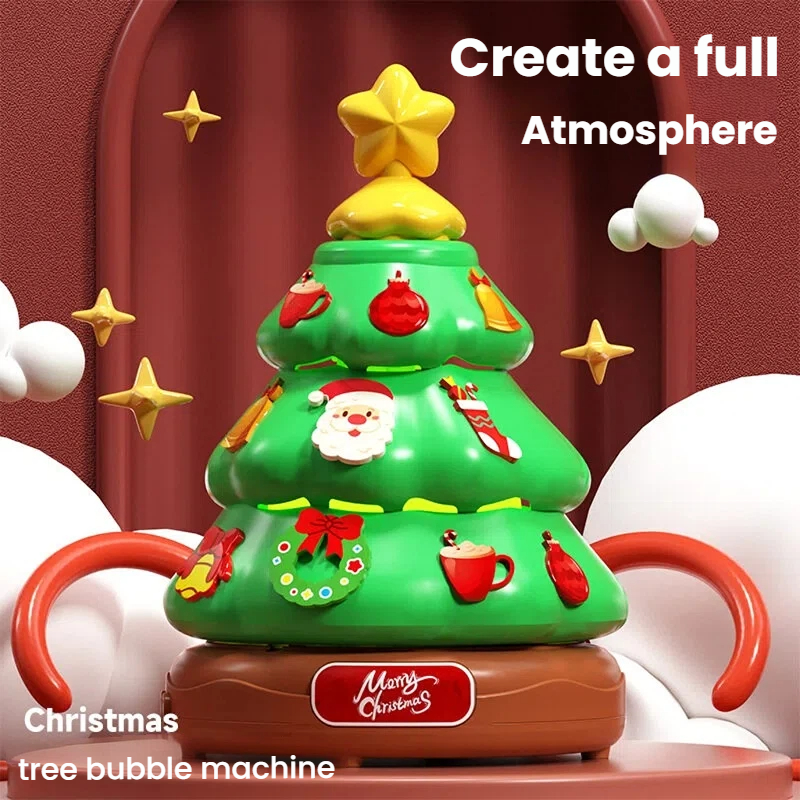 Automatyczna maszyna do robienia baniek mydlanych w kształcie choinki z muzyką i światłem, zabawki na imprezę plenerową dla chłopców i dziewcząt, boże narodzenie