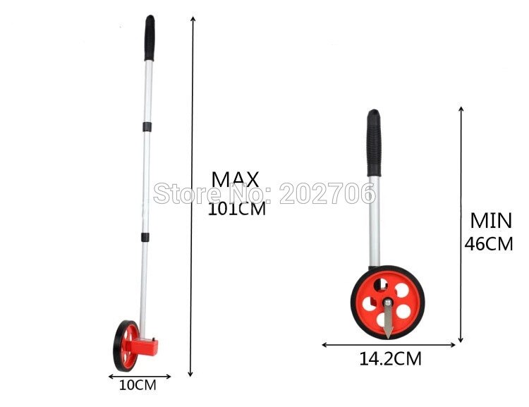 0-9999.9m Distance Measurment Wheel,6.26in Portable Mechanical Dial