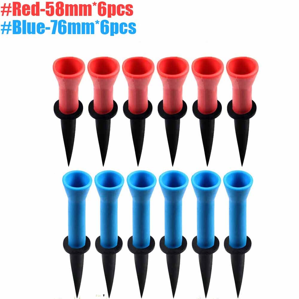 GLOOF 58mm 76mm Plastic Golf tees with Soft Rubber Cushion Top Cover Pack of 12,Almost Unbreakable,Practicing for Golfer: green