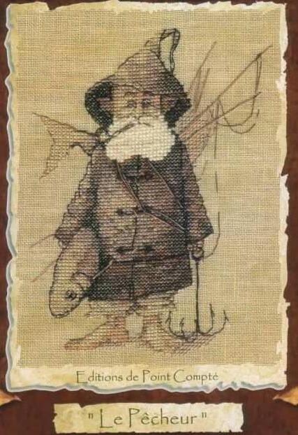 Counted Cross Stitch Kit Le pecheur Nimue 54 Old Fisher Fishermen Man and Fish