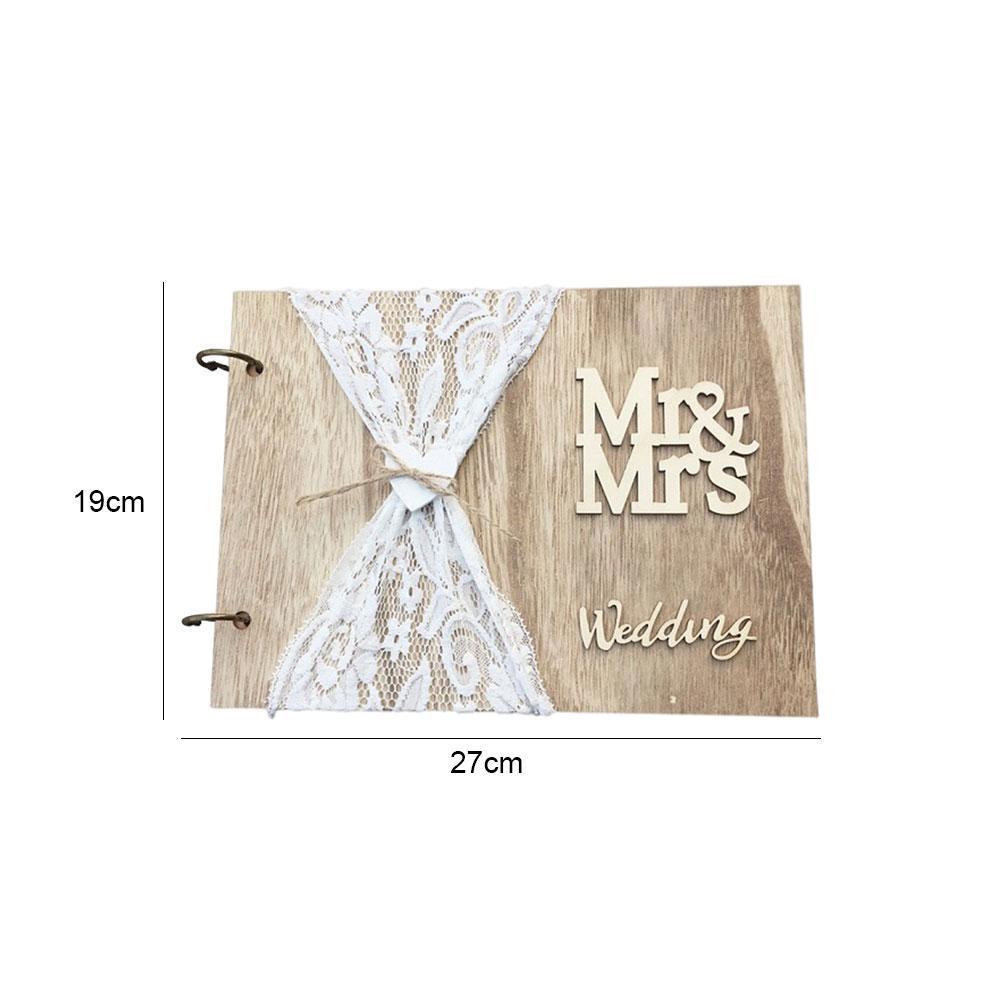 1Pc Wedding Signature Book Wooden Guest Sign-in Book MR&amp;MRS DIY Photo Decoration Wedding Book Memories Wedding Book Guest M3F8