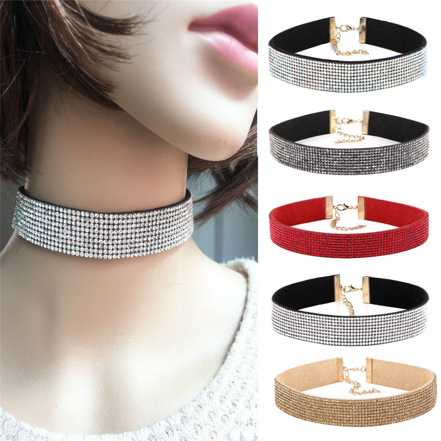 Necklaces OTOKY Ladies Women Choker Crystal Rhinestone Charm Jewelry Velvet Necklace Apr25