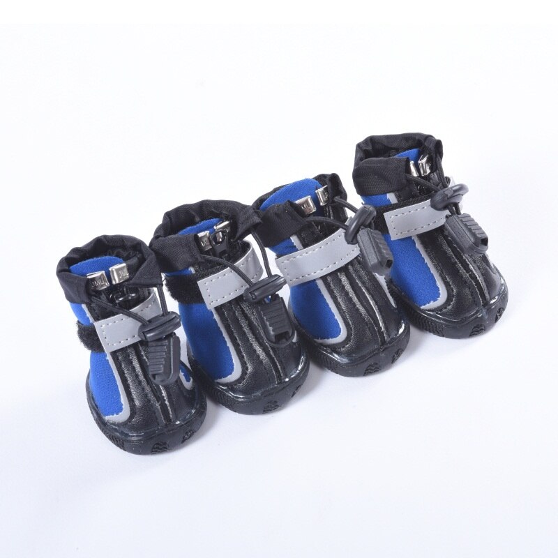 Winter Shoes For Dog Pet Waterproof Dog Boots Leather Snow RainNonslip Pet Shoes Outdoor Nonslip Paw Protector: blue x1876 / 9