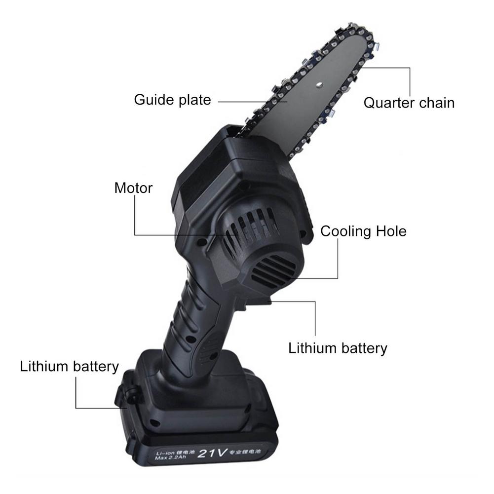 4-inch Chainsaw Blade/guide For 21V Lithium Battery Portable Electric Pruning Saw Rechargeable Garden Saw Woodworking One-Handed