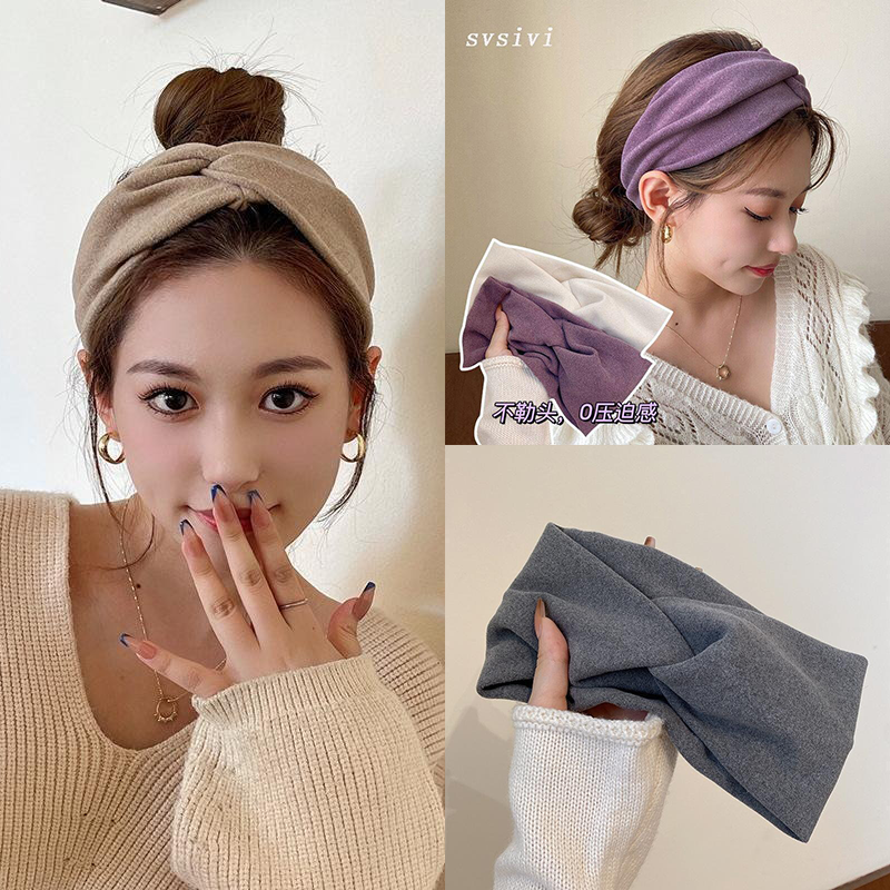 Koreaanse stijl brede kruisvormige hoofdbanden voor vrouwen, effen haarband, elastische sport- en yogahoofdband, haarband voor meisjes, haaraccessoires