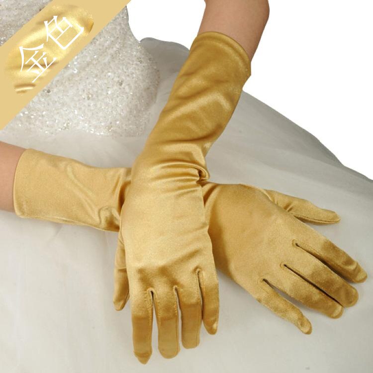 Guantes dorados de 38cm para mujer, 20 colores, para actuación de baile, largos, plateados, a la , para y noche, 10 unidades,