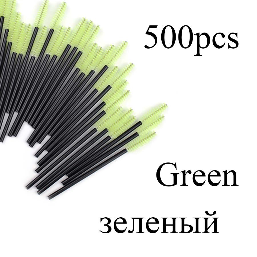 500 Stks/pak Wegwerp Kristal Wimper Borstel Kam Wimpers Extension Mascara Wands Make-Up Professionele Beauty Tool: 500pcs Green