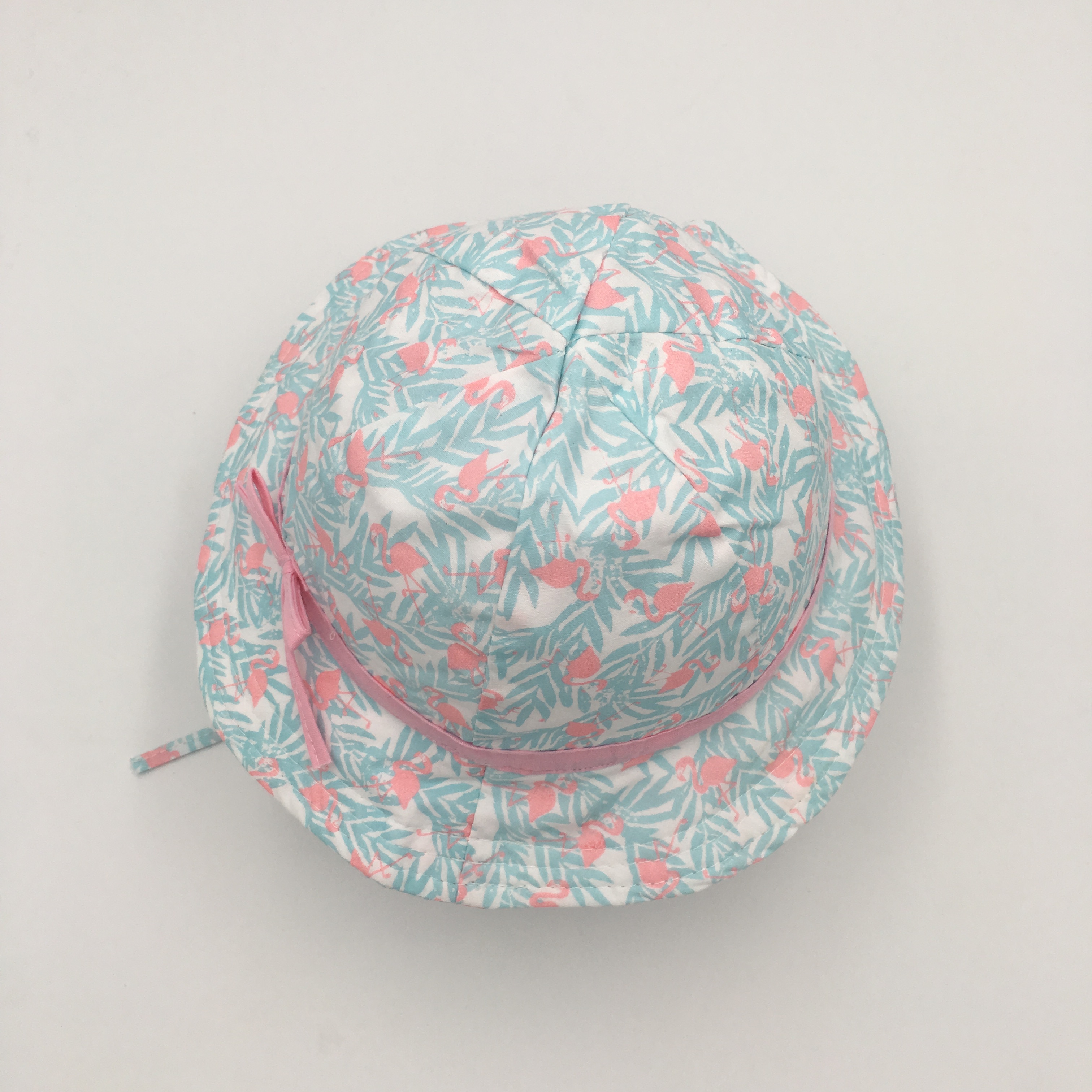 Meninas adorável bonito aba larga verão primavera sol balde chapéu rosa arco flamingo & folha impressão ao ar livre 100% algodão acessórios