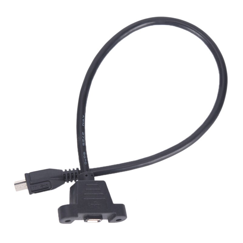 Micro USB USB 2.0 Male Connector To Micro USB 2.0 Female Extension Cable 30cm 50cm With Screws Panel Mount Hole