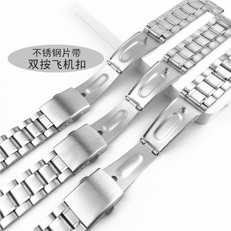 Cinturino di ricambio per orologio 12 14 16 18 20 22mm cinturino per orologio fibbia piatta cinturino in acciaio inossidabile cintura per bracciale a 5 file con perni