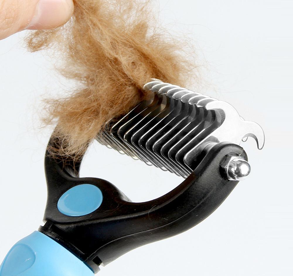 Dog Hair Deshedding Comb Double Pet Grooming Brush Cat Trimming Dematting Tool For Dog Matted Long Hair Curly Pet Grooming Tool