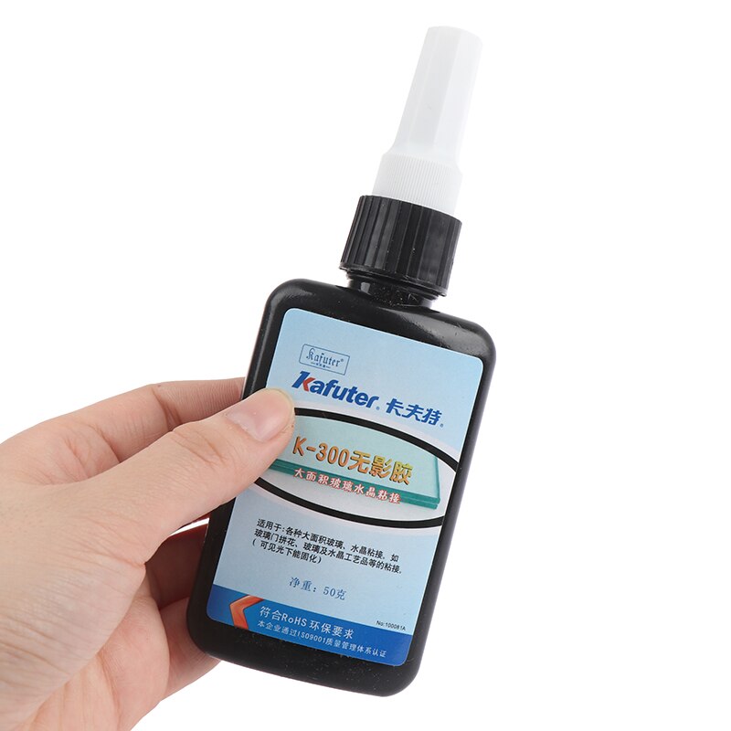 50Ml Uv Uv-uithardende Lijm K-300 Transparant Kristal En Glas Lijm Met Uv Zaklamp